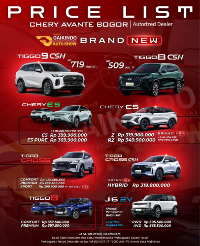 Pricelist Harga Chery pondokaren 2025